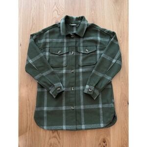 Sonoma Women's Heavyweight Relaxed Fit Shirt Jacket Green Plaid Small